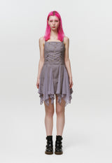  STUDDED GODET DRESS (GRAY)