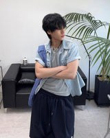 Salt Two-Pocket Washed Denim Short Sleeve Shirt