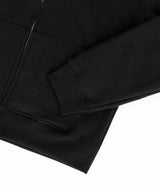 Lettering Embroidered Hoodie Zip-Up - Black