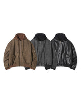 LMN Aワンクラックレザーフーデッドパデッド (3 colors)