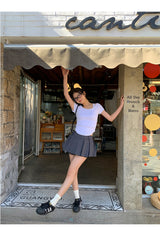 Charcoal Mini Pleats Pants Skirt