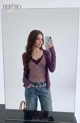 Purple Chiffon Layered Sleeveless T-shirt