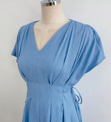 Javet V-Neck Pintuck Flare Long One Piece