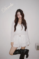 White Hood Pullover Belt One-Piece Dress Top