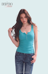Turkish mint button sleeveless top