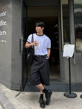 Twos herringbone bermuda pants