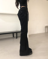 Banding Low-Rise Loose Bootcut Pants