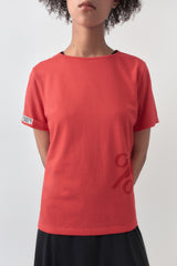 %% ロゴロールアップTシャツ / ウォッシュドレッド