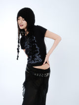 SILHOUETTE RUFFLE MAXI SKIRT [BLACK]