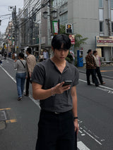 ステッチピグメントヘンリーネック半袖Tシャツ