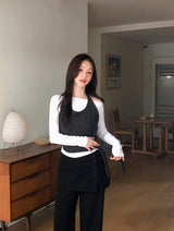 RS Boat Neck Slim Rib Long Sleeve T-shirt (4color)