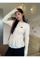 ツイステッドVネックフリルロングスリーブTシャツ