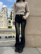 Y2K Vintage Washed Brownie Bootcut High Waist Long Pants