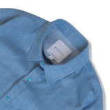 DENIM LINEN WESTERN HALF SHIRTS LIGHT INDIGO