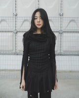 OFF SHOULDER PLEATS DRESS (BLACK)