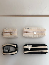 Clam Mini key ring round pouch _ Quilting cream