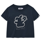 WITTY BUNNY CROP MODAL T-SHIRT [DARK NAVY]