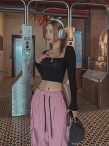 エッグスクエアボタンクロップスリーブ