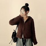 Liat Pocket Point Fluffy Fleece Hooded Zip-Up