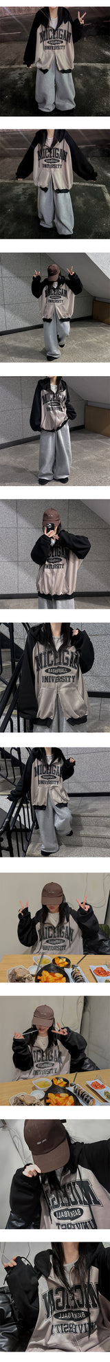 Lindsey Over Raglan Two Way Hooded Zip-Up