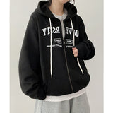 Ronnie Lettering Over Loose Fit Hooded Zip-Up
