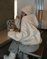[BELLIDE MADE] Puppy, two-way bore fleece zip-up hoodie
