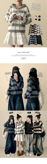 Beaded Dangara Snap Knit Hooded