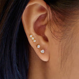 gold triple stone bezel barbell single piercing E070-05G