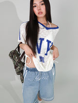 BASKETBALL DENIM HALF PANTS (LIGHT BLUE)