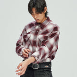 flannel plaid western shirt burgundy