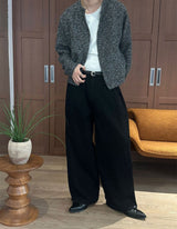 [Unisex] Side tuck snap wide denim pants(2color)