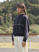 ネックバンディングリボンスウェットシャツ