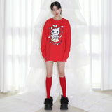 コンフューズドキャットTシャツ- レッド