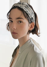 フローラル2WAYヘアバンダナ_ベージュ&グレー