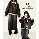 The hit  incision collar wool leather jumper