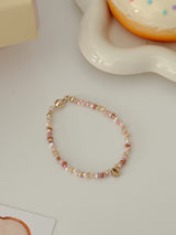 Pink Volcano Beads Initials Bracelet