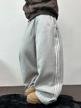 FLEECE❤TRACK LINE 3 LINE LONG PANTS ❤🖤🤍💙🩶5COLOR