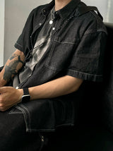 Deep ocean denim set up shirt 2C