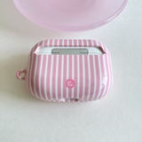 ピンクストライプハードグロッシーAirpodsケース