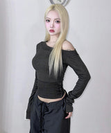 Button One Off-Shoulder Top (3colors)