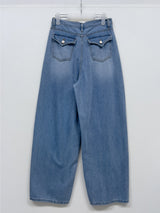 206 Back Pocket Balloon Fit Wide Denim Pants