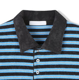 Summer Terry Stripe Collared Short Sleeve Tee