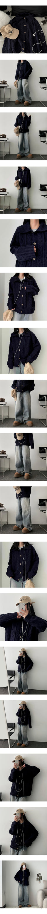 [Fleece lining]linen hem snapwashed wide denim pants-3 Tier Length