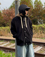 コーデュロイレイヤードパーカージャケット (Black)