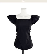ode-blanc off & square shirring bl