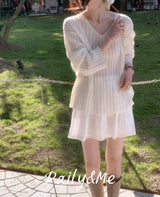Loose fit V-neck knitwear(2color)