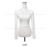 Bit Deep U-Neck Ribbed Crop Long Sleeve