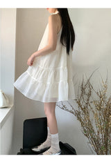 Lemon tea halterneck flare sleeveless dress