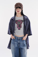 Forest check over half shirt