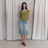 C 90S LINE V-NECK HALF-SLEEVE T-SHIRT_OLIVE